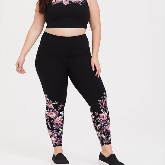 torrid Other - BLACK FLORAL WICKING ACTIVE LEGGING